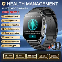 Smartwatch mit 2,01-Zoll-HD-Display und IP68 - Accurate diagnosis Black Steel 2A