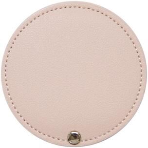 Fusion Finds Ultra Thin Compact Makeup Mirror Round PU Leather Travel Pocket Mirror For Purse & Makeup Bag pink