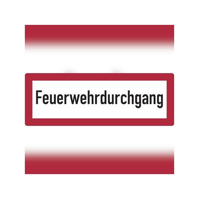 Feuerwehrschild, Feuerwehrdurchgang - DIN 4066 - 420x148x0.6 mm Aluminium geprägt