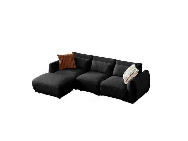 YHL Voyura 10 Canapé Moderne En Teddy - Coussin En Mousse - 2-3 Personnes - Noir