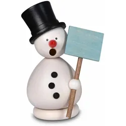 KWO Erzgebirge Räuchermann Schneemann Günther weiß Höhe 10 cm