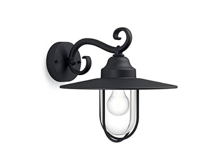 PHILIPS Outdoor\, Applique Murale Extérieure Pasture\, Noir Applique Murale\, Ampoule E27 non incluse\, IP44 Résiste aux intempéries\, Design Lanterne vintage\, Aluminium Mat