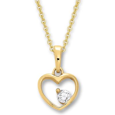 Kette mit Anhänger ONE ELEMENT "Zirkonia Herz Herz Anhänger aus 333 Gelbgold", gold, Halsketten, Damen, Gelbgold 333, Zart & emotional – ein Geschenk, das von Herzen kommt