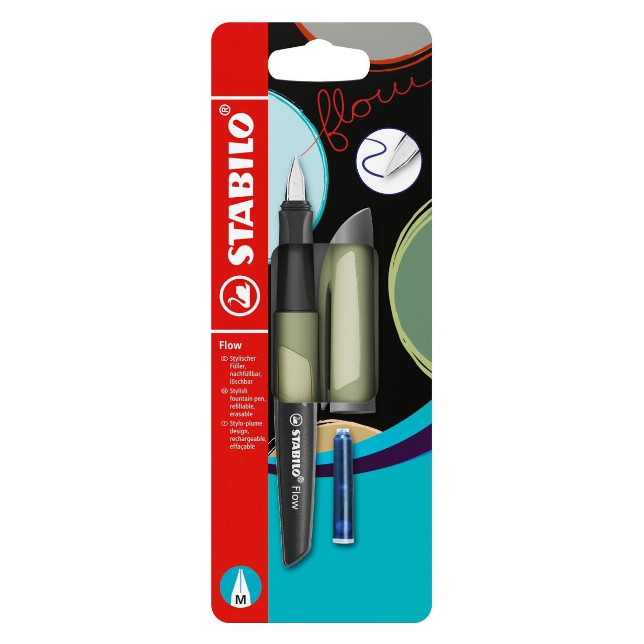 Stabilo Füller Flow. pastellkhaki. Blisterkarte mit 1 Füller inkl. 1 Standardpatrone (1x) (B-61599-5)