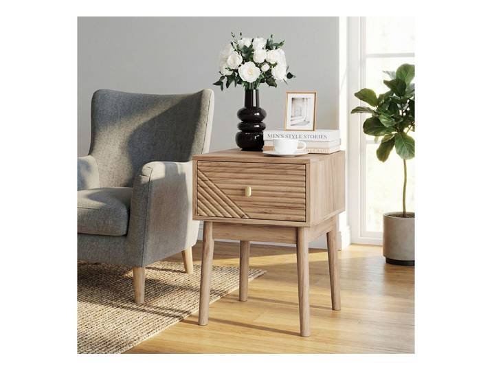 Sunsitt Nachttisch 2er Set Nachttische (im Mid-Century Modern Design), 40x40x55 cm Beistelltisch für Schlafzimmer & Wohnzimmer