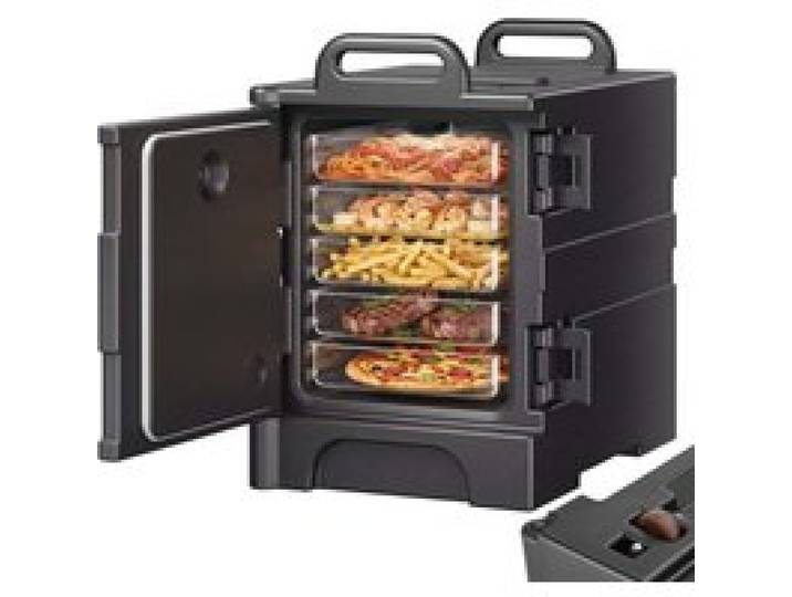 VEVOR Isolierter Speisenbehälterträger Warmhaltebox für Gastronomie 75 L, Speisenbehälter mit Doppelschnallen & Griffen, Speisenbehälterträger Lebensmitteltransportbox Restaurant Kantine schwarz