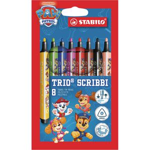 Stabilo Filzstifte Trio Scribbi PAW Patrol, Strichbreite 1,5 - 2 mm, auswaschbar, 8 Stück
