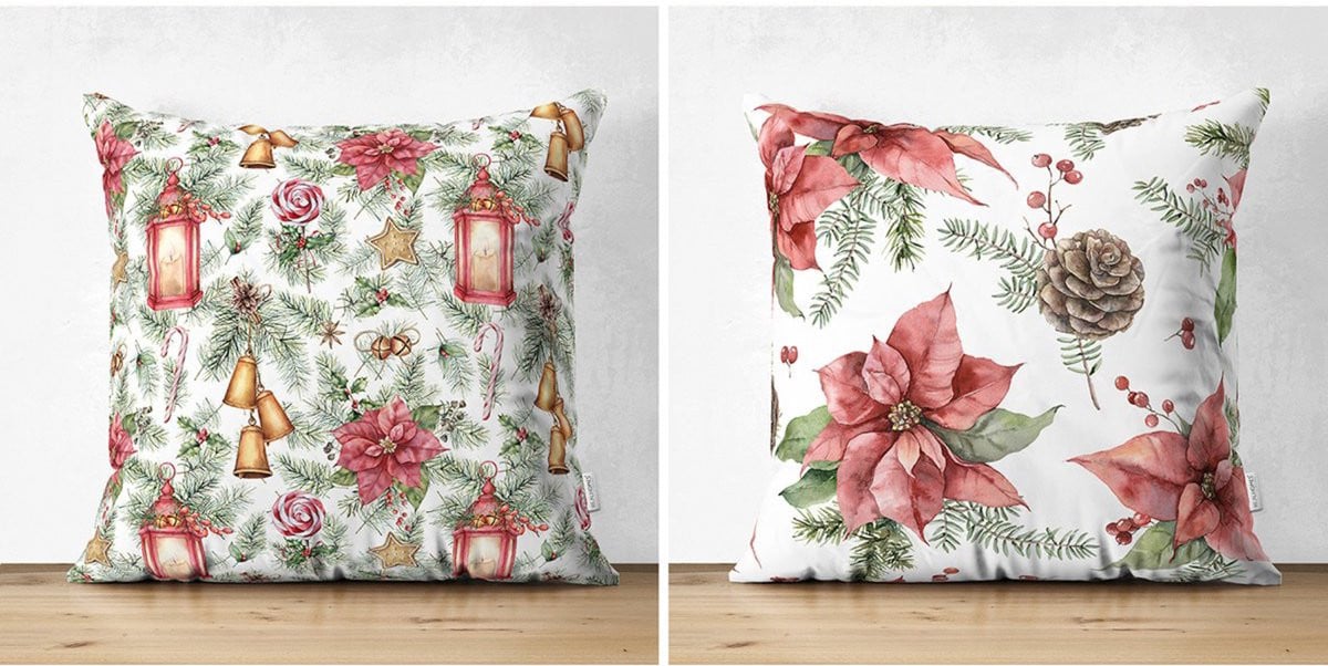 De Groen Home Sierkussens Velvet Set van 2 stuks - Kerstdecoratie - 50 x 50 cm