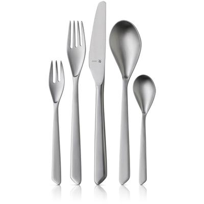 Besteck-Set WMF "Neo in natürlicher Optik, ergonomische Haptik, Wellenschliff-Messer", grau (edelstahl), 66 Stk., Cromargan Edelstahl Rostfrei 18/10, Essbesteck-Sets, spülmaschinengeeignet, optimale Schärfe, hochwertiger Besteckkasten