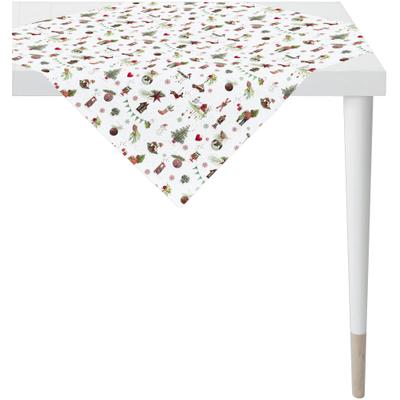 Mitteldecke APELT "6200 WINTERWELT, Weihnachtsdeko, Weihnachten", bunt (weiß, bunt), B:88cm L:88cm, Baumwolle, Polyester, Tischdecken, Mitteldecke, Digitaldruck
