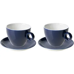 Maastricht Porselein Maastricht Porzellan Cappuccino-Tasse und Untertasse Bart Colour Cafe 23 cl Blau 2 Stück