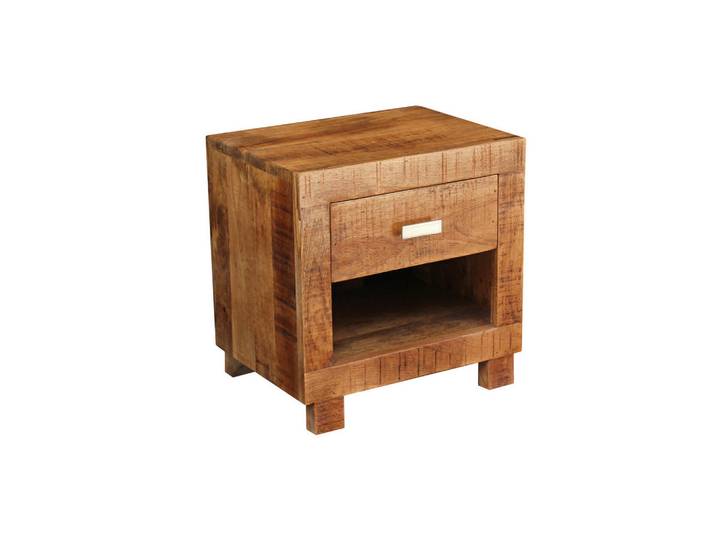 Livetastic Nachttisch, Natur, Holz, Mangoholz, massiv, 1 Schublade(n) Schubladen, rechteckig, würfelförmig, 40x40x30 cm, Schlafzimmer, Nachttische