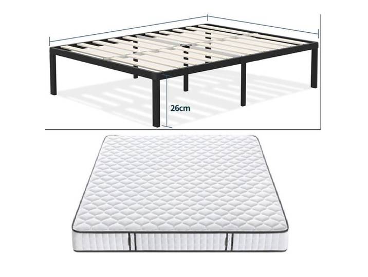 Matelas 140 x 200 cm + Sommier + LATTE + PIEDS - 2 places (pas cher)