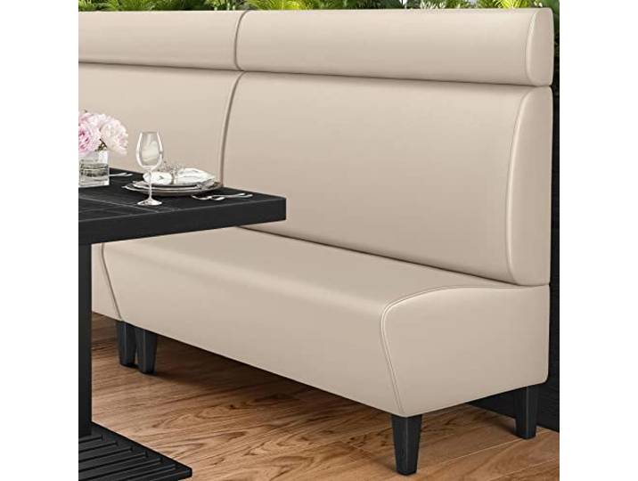 GGMMÖBEL Miami Gastro Sitzbank B:H 180 x 128 cm Creme Glatt Leder Gastro Sitzbank, Bistrobank, Gastro Polsterbank