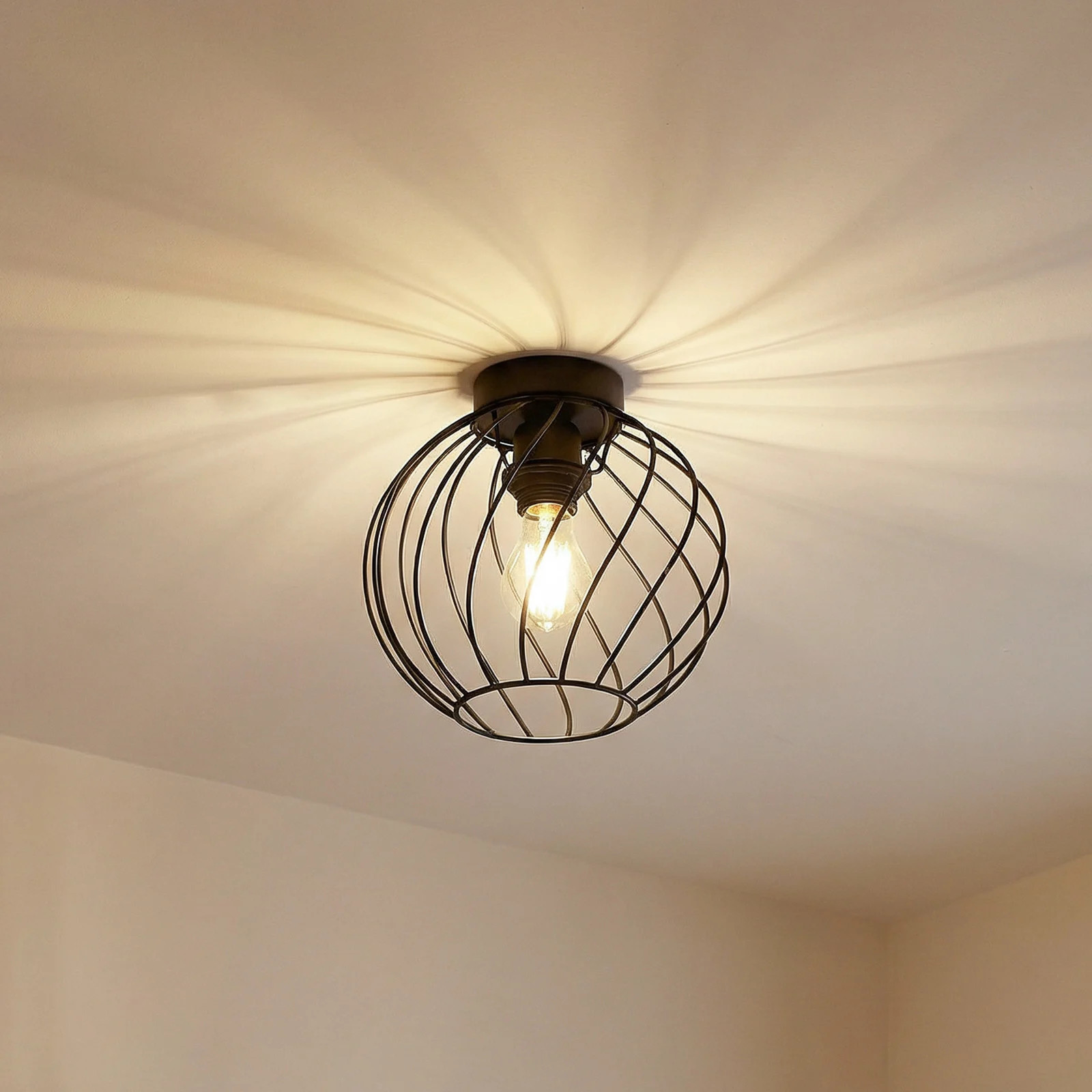 Lindby Danika Plafondlamp Zwart Ø25 cm - Modern Metaal