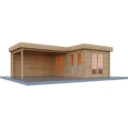 Wolff Finnhaus Gartenhaus Hermosa 6848 - 44 mm  naturbelassen Ohne Fußboden / Fundamenthölzer