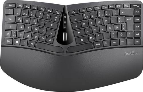 Perixx Ergonomisch Funk Tastatur, Maus-Set Ergonomisch Deutsch, QWERTZ Schwarz