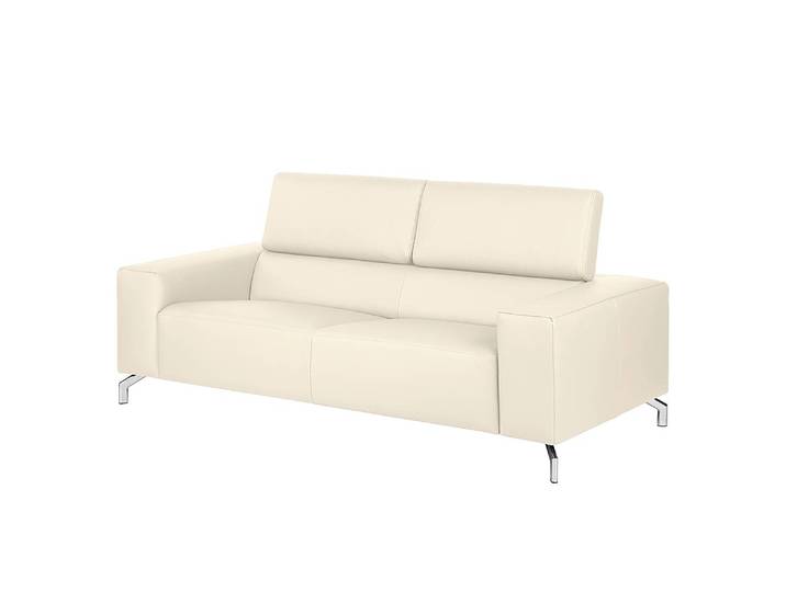 Sofa 2,5-Sitzer Echtleder Weiß/Creme Echtleder 197 x 75 x 106cm Modern