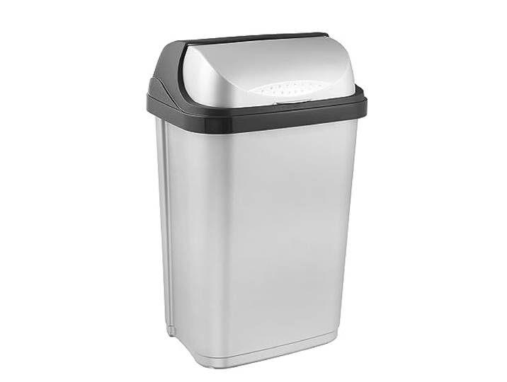 keeeper Vuilnisbak, afvalbak met klapdeksel, 25 l, Rasmus, zilver