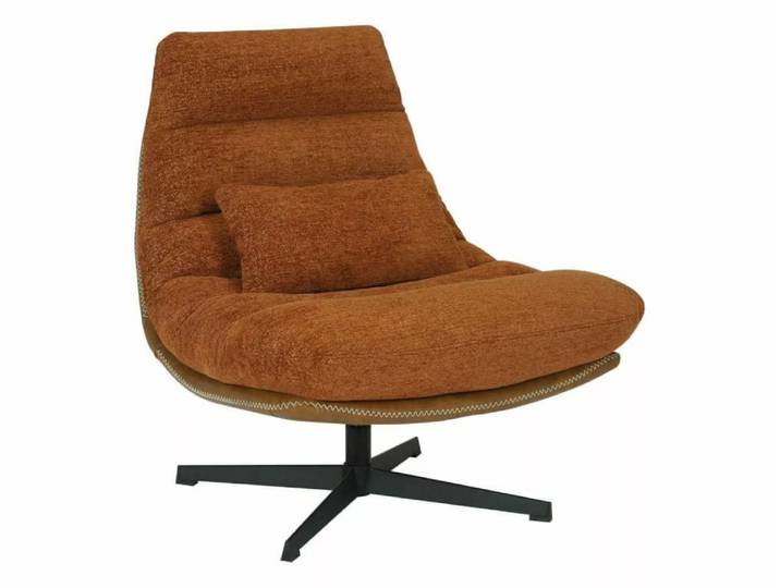 Fauteuil lounge pivotant en cuir et tissu de polyester