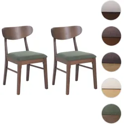 2er-Set Esszimmerstuhl HWC-M59, Küchenstuhl Stuhl, Stoff/Textil Massiv-Holz ~ dunkles Gestell, dunkelgrün