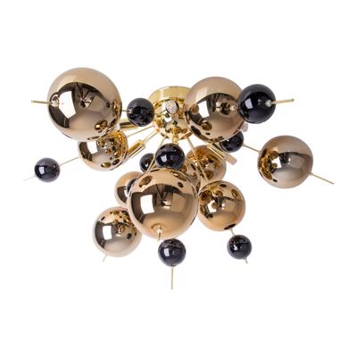 NÄVE Deckenleuchte "Explosion", gold (goldfarben, schwarz), 6, Ø 10cm H: 38cm, 1 Stk., Leuchten, halbrund, Glaskugeln an Metallstäben, exkl. 6x G9, Deckenleuchte