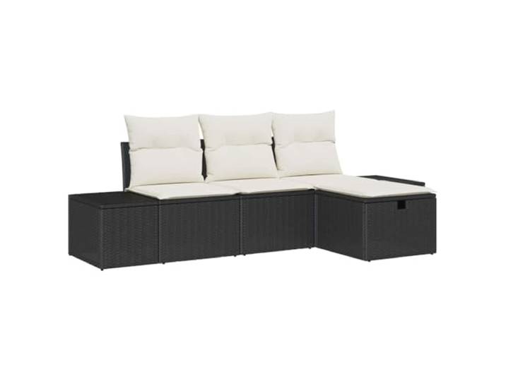 GHVBNMF Polyrattan Gartenmöbel Set 4-teilig, Modulare Lounge Schwarz Vier modular kombinierbare Sitzelemente mit bequemen Polstern für Garten, Terrasse und Balkon im zeitlosen Flecht-Look.