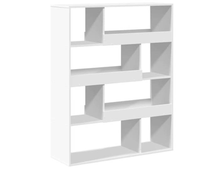 GHVBNMF Raumteiler Weiß 100x33x125,5 cm Standregal Holzwerkstoff Vielseitiges Stufenregal für Wohnzimmer und Schlafzimmer mit 8 offenen Ablagefächern für Bücher und Dekoration.