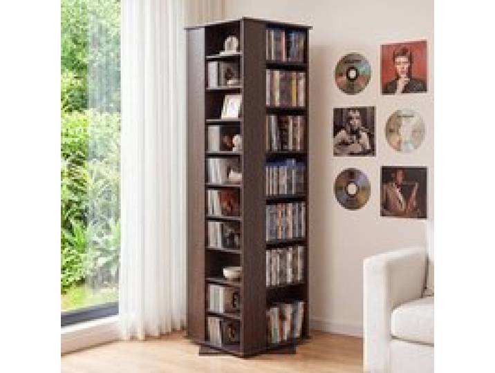 VEVOR Medienregal 475x475x1636 mm, CD-Turm, Drehbares Bücherregal mit 34 Fächern für CDs, DVDs, Bücher & Spiele-Discs, DVD-Ständer für Wohnzimmer, Homeoffice & Aufnahmeraum, Braun