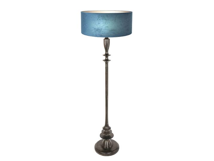 Lampadaire Bois modèle D Ø 50cm Marron/Bleu Velours E27