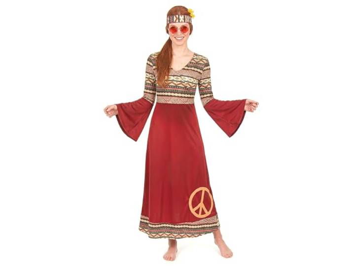 DEGUISE TOI - Bordeaux rood hippie kostuum voor vrouwen