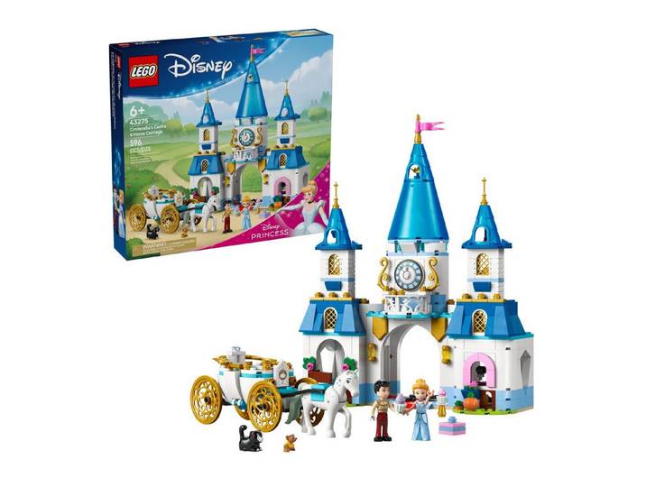 LEGO® Disney Princess - Cinderellas Schloss und Pferdekutsche (43275) Konstruktions-Spielset, (596 St., LEGO 43275), Inkl. 4 Minifiguren