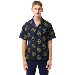 LACOSTE T-Shirt Woven, navy/gelb/schwarz