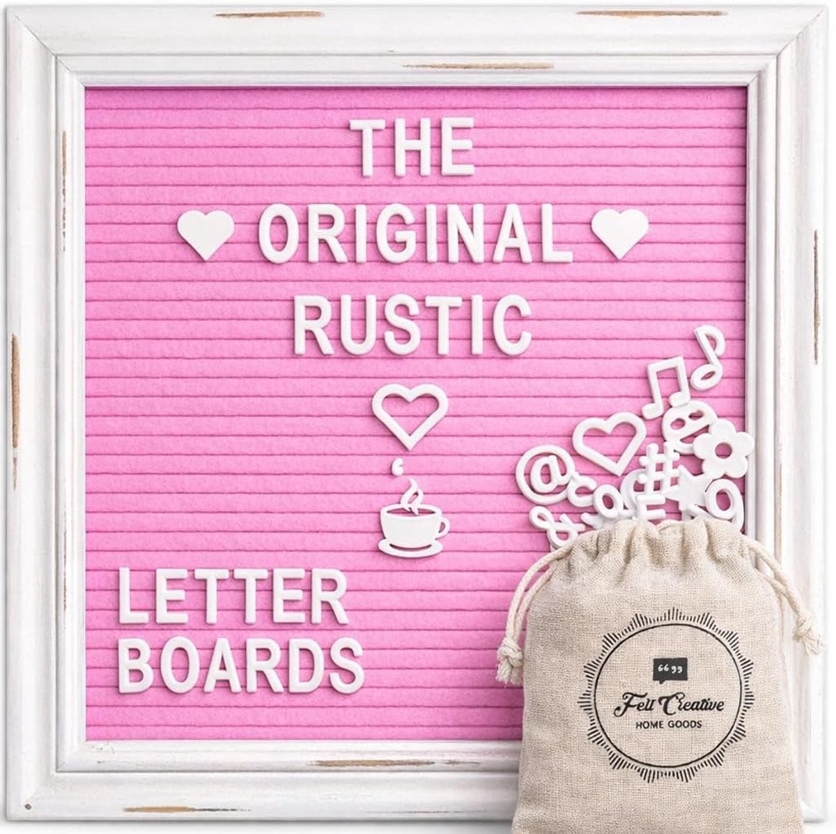 Vilt Letterbord met Houten Fotolijst in Roze - 25,4 x 25,4 cm