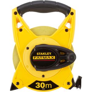 Stanley Maßband 2-34-814, FATMAX Fiberglas, 30m Glasfaserband, Kurbel, Klapphaken und Nagelöse