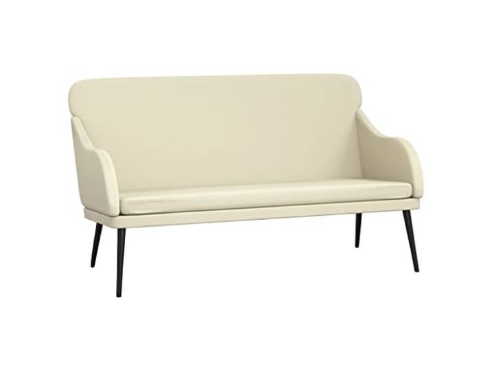 hliofuir Sitzbank Creme 110x76x80 cm Kunstleder Polsterbank Metall Gepolsterte Ruhebank für Wohnzimmer und Schlafzimmer mit pflegeleichtem Kunstlederbezug und stabiler Metallkonstruktion.