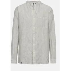 Hanseheld Leinenhemd LeinenLos! Herren Beige Gestreift Fischerhemd Stehkragen