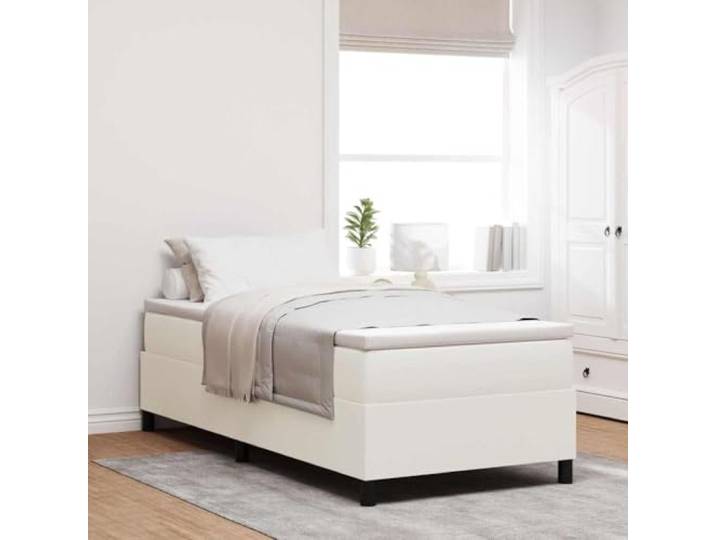 WDGJJFECNMUEHI Cordstoff modernes Boxspringbett Creme 90 x 190 cm Boxspringbett Creme Weiß 90x190 cm Cord Mit Matratze Topper Modernes Bett mit Lattenrost