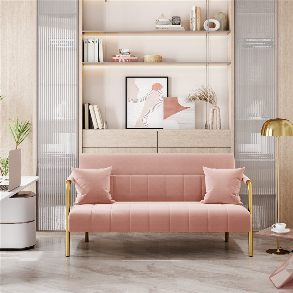 Yaheetech Color 2 Seater Loveseat ,143 CM wide Sofa Couch Pink 75.5cm H X 143.5cm W X 71.5cm D
