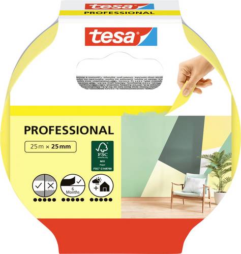 tesa PRECISION INDOOR 56270-00000-01 Kreppband tesa Gelb (L x B) 25 m x 25 mm 1 St.