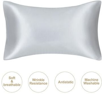 Uplift Picks Mulberry Silk Pillowcase Soft Silky Satin Pillow Cover For Hair And Skin Care silver 50x92 Cm (king)