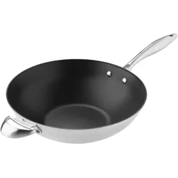 Scanpan 32 cm Wok, Pfanne + Kochtopf, Schwarz, Silber