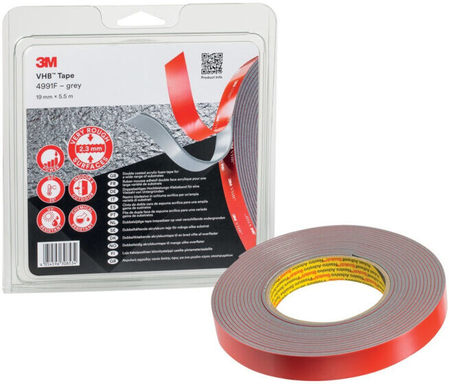 3M Ruban adhésif double-face VHB 19 x 5,5 mm gris liaison forte permanente (7100123358)