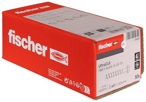 Fischer 536851 FBS II Betonschroef met zinklaag en sechskantkopf, 8x55 mm, 50 stuks