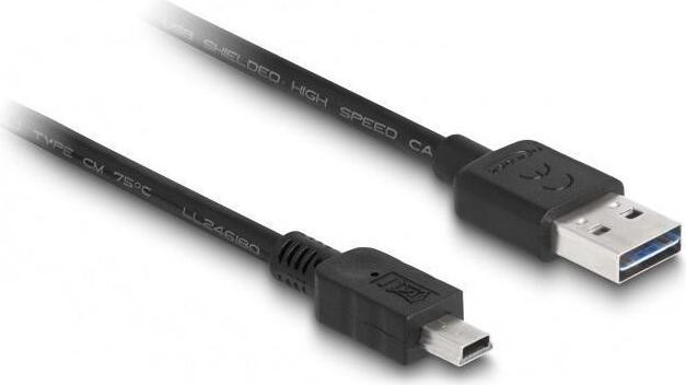 Delock EASY-USB 2.0 kabel, Type-A naar Mini-B, 2 meter, zwart