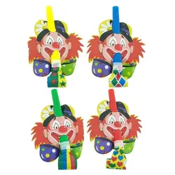 4 Bunte Partytröten Motiv Clown Lustige Lärmmacher Partybläser Geburtstagsdeko