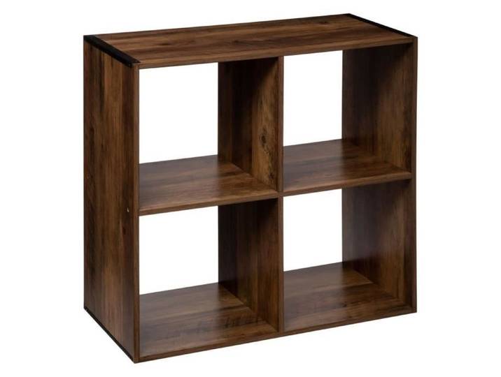 Étagère en bois PEGANE - 4 cases - marron foncé - 67x32x67cm