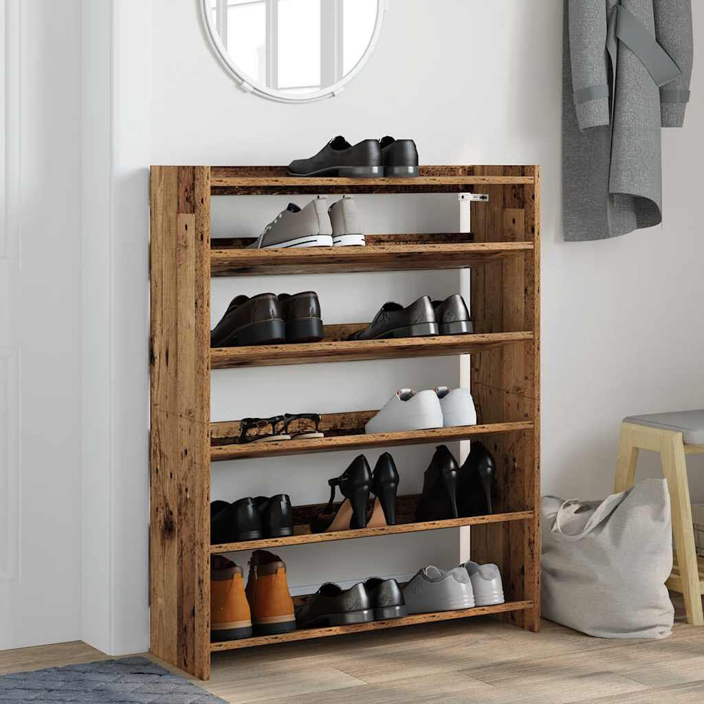 17 Stories 18 Pair Shoe Rack Old Wood 18