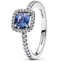 Pandora 193555C01 Damen-Ring Silber Funkelndes Quadrat Blau, 60/19,1