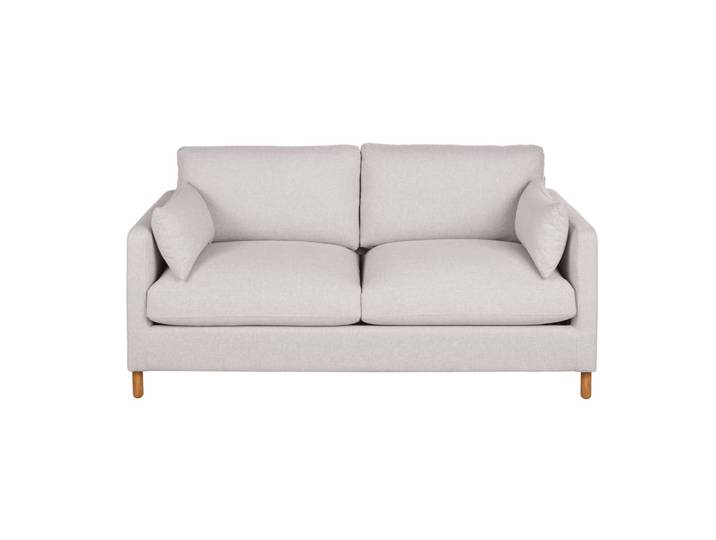 3/4-Sitzer-Schlafsofa aus hellgrau meliertem Polyestergewebe, 10 cm Matratze